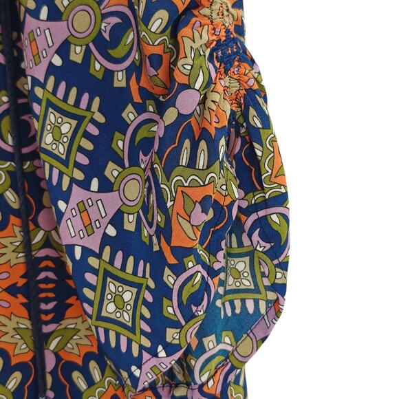 Tolani Tessa Silk Tunic Dress Size Small Tasseled V-Neckline 3/4 Sleeves Boho - Picture 5 of 11